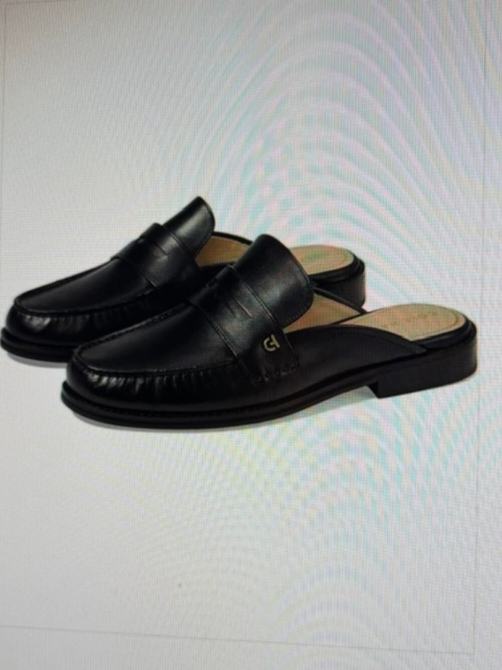 Cole Haan Lux Pinch Penny Loafers Womens 6.5 Black Leather Slip On Mule